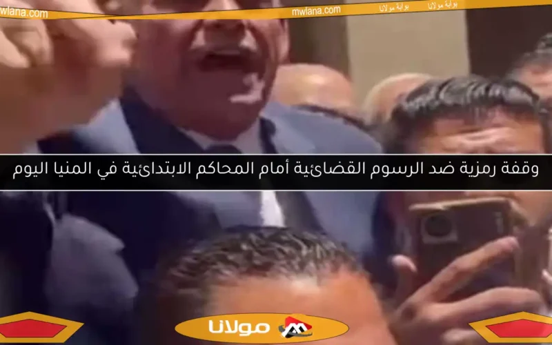 وقفة رمزية ضد الرسوم القضائية أمام المحاكم الابتدائية في المنيا اليوم
