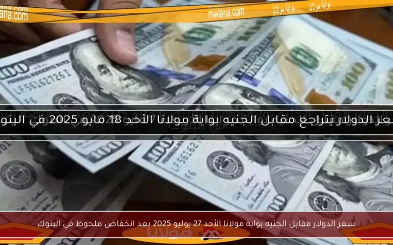 سعر الدولار مقابل الجنيه بوابة مولانا الأحد 27 يوليو 2025 بعد انخفاض ملحوظ في البنوك