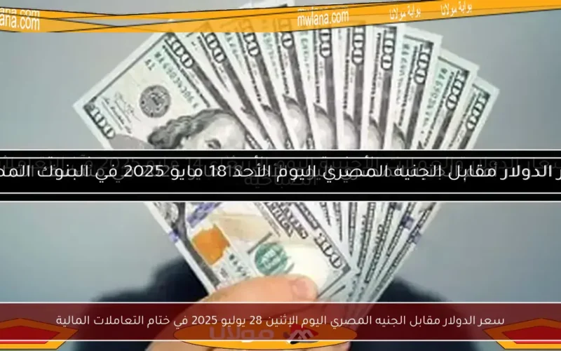 سعر الدولار مقابل الجنيه المصري اليوم الإثنين 28 يوليو 2025 في ختام التعاملات المالية