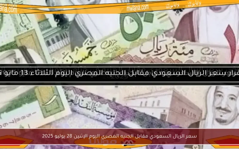 سعر الريال السعودي مقابل الجنيه المصري اليوم الإثنين 28 يوليو 2025