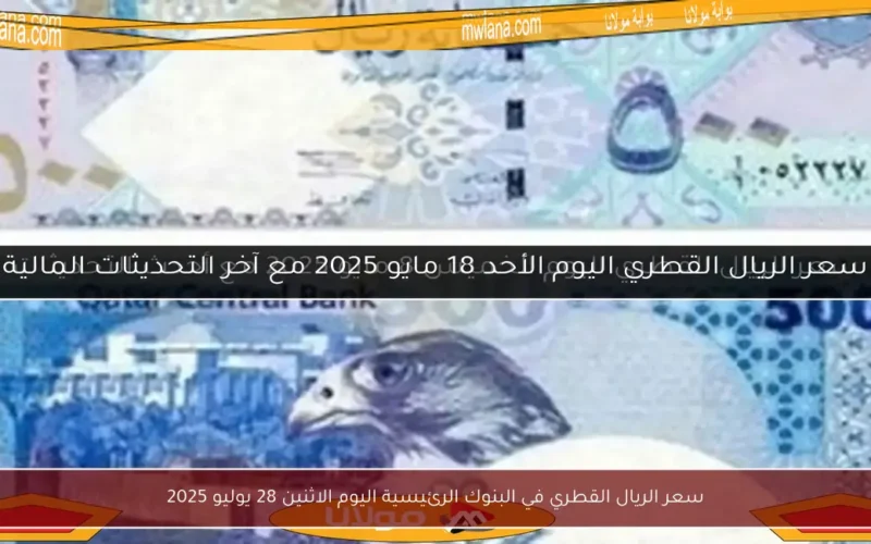 سعر الريال القطري في البنوك الرئيسية اليوم الاثنين 28 يوليو 2025