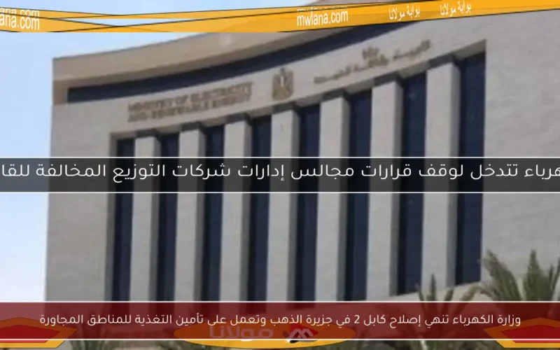 وزارة الكهرباء تنهي إصلاح كابل 2 في جزيرة الذهب وتعمل على تأمين التغذية للمناطق المجاورة