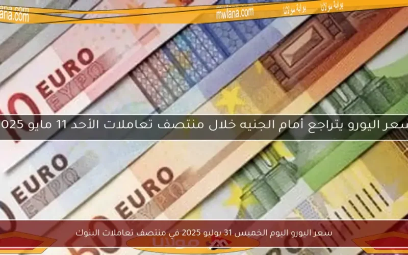 سعر اليورو اليوم الخميس 31 يوليو 2025 في منتصف تعاملات البنوك