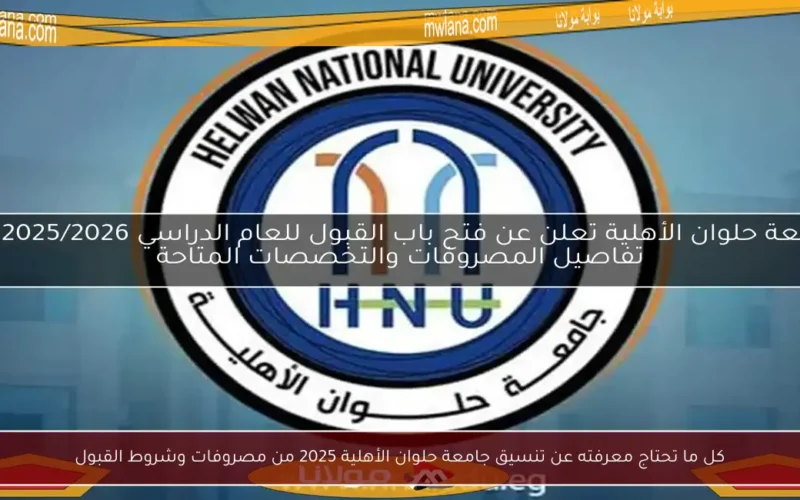كل ما تحتاج معرفته عن تنسيق جامعة حلوان الأهلية 2025 من مصروفات وشروط القبول
