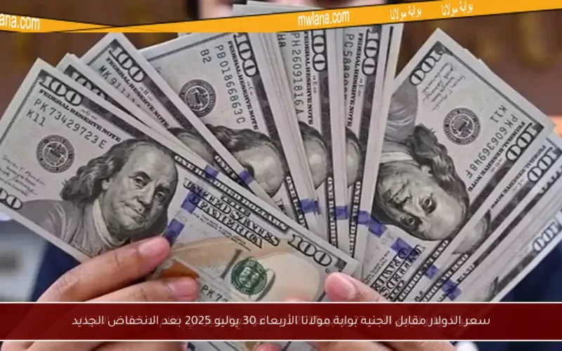 سعر الدولار مقابل الجنيه بوابة مولانا الأربعاء 30 يوليو 2025 بعد الانخفاض الجديد