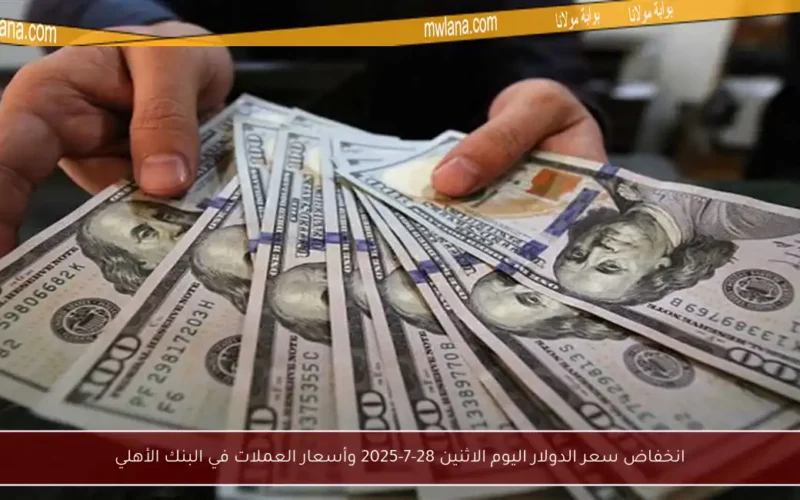انخفاض سعر الدولار اليوم الاثنين 28-7-2025 وأسعار العملات في البنك الأهلي