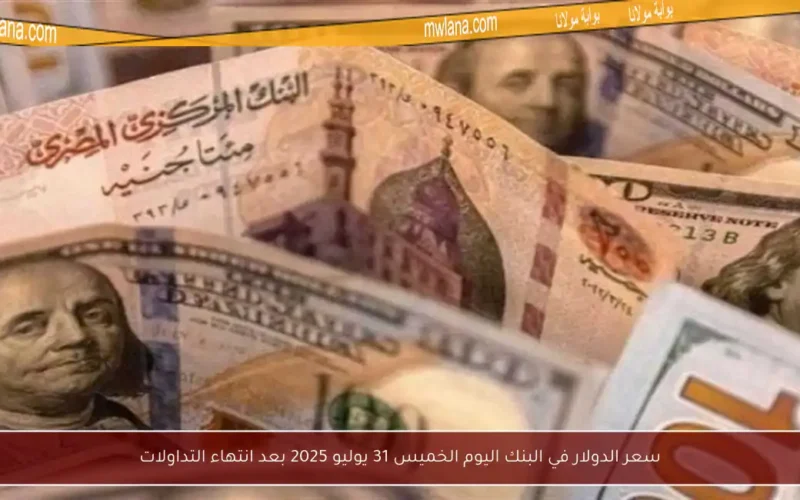 سعر الدولار في البنك اليوم الخميس 31 يوليو 2025 بعد انتهاء التداولات