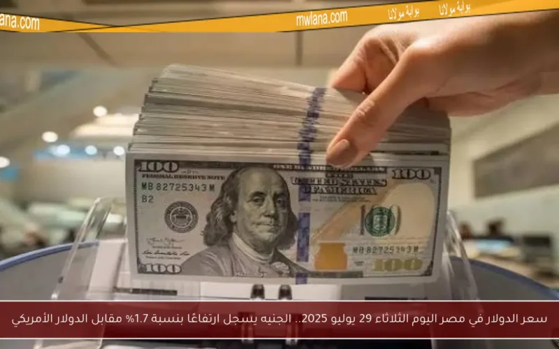 سعر الدولار في مصر اليوم الثلاثاء 29 يوليو 2025.. الجنيه يسجل ارتفاعًا بنسبة 1.7% مقابل الدولار الأمريكي