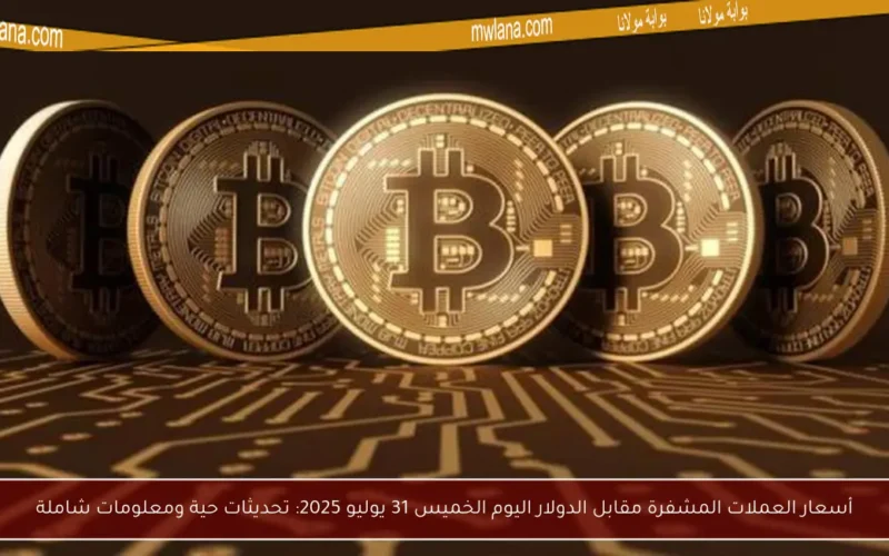 أسعار العملات المشفرة مقابل الدولار اليوم الخميس 31 يوليو 2025: تحديثات حية ومعلومات شاملة