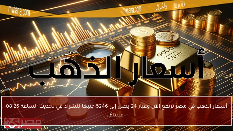أسعار الذهب في مصر ترتفع الآن وعيار 24 يصل إلى 5246 جنيهًا للشراء في تحديث الساعة 08:25 مساءً
