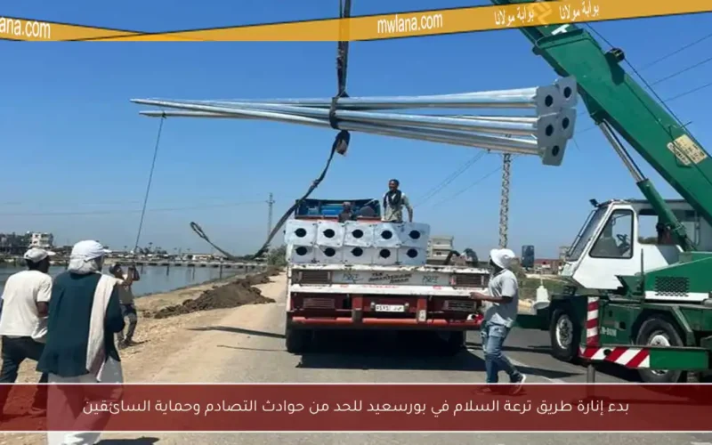 بدء إنارة طريق ترعة السلام في بورسعيد للحد من حوادث التصادم وحماية السائقين
