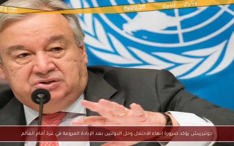 جوتيرييش يؤكد ضرورة إنهاء الاحتلال وحل الدولتين بعد الإبادة المروعة في غزة أمام العالم