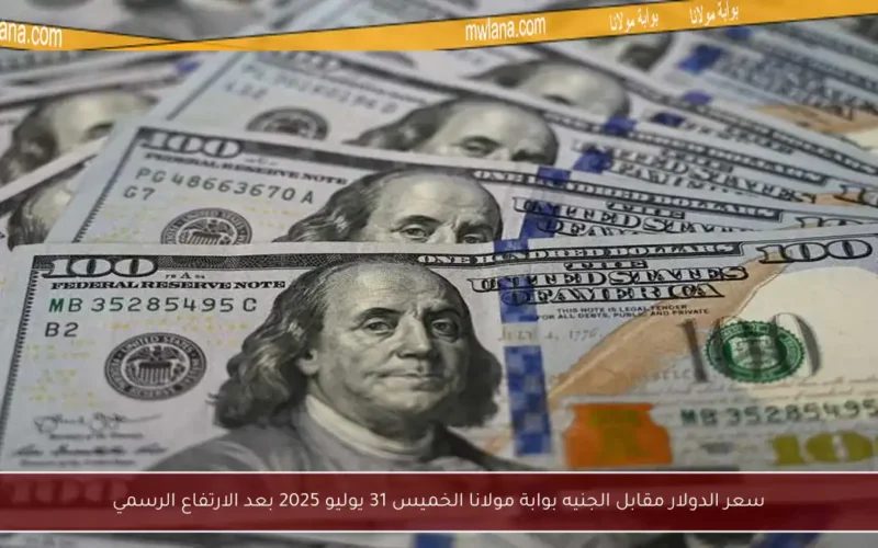 سعر الدولار مقابل الجنيه بوابة مولانا الخميس 31 يوليو 2025 بعد الارتفاع الرسمي