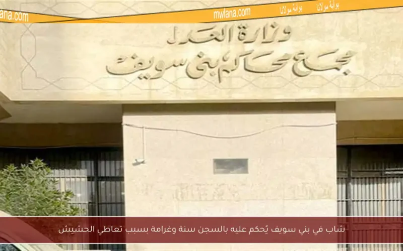 شاب في بني سويف يُحكم عليه بالسجن سنة وغرامة بسبب تعاطي الحشيش