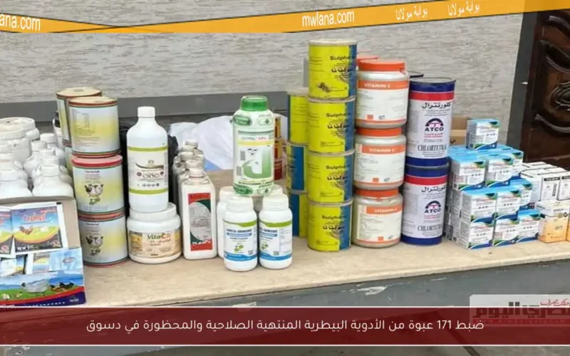 ضبط 171 عبوة من الأدوية البيطرية المنتهية الصلاحية والمحظورة في دسوق