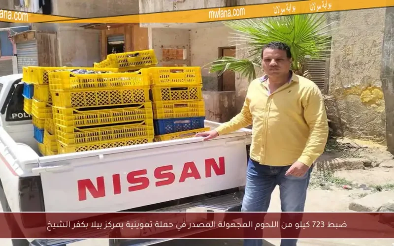 ضبط 723 كيلو من اللحوم المجهولة المصدر في حملة تموينية بمركز بيلا بكفر الشيخ