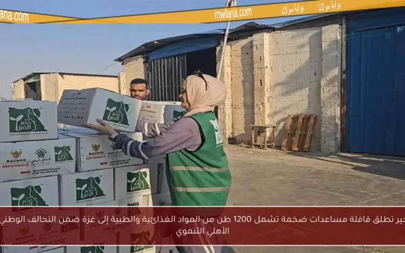 مصر الخير تطلق قافلة مساعدات ضخمة تشمل 1200 طن من المواد الغذائية والطبية إلى غزة ضمن التحالف الوطني للعمل الأهلي التنموي