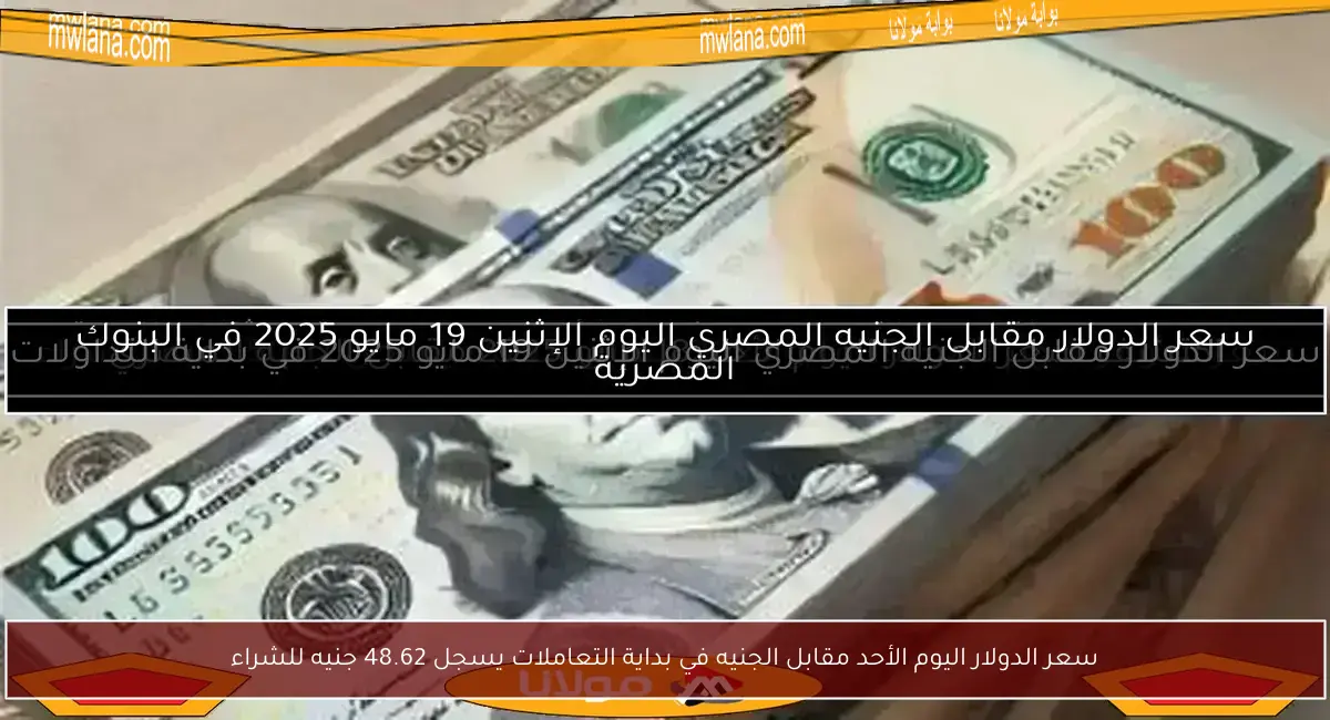 سعر الدولار اليوم الأحد مقابل الجنيه في بداية التعاملات يسجل 48.62 جنيه للشراء