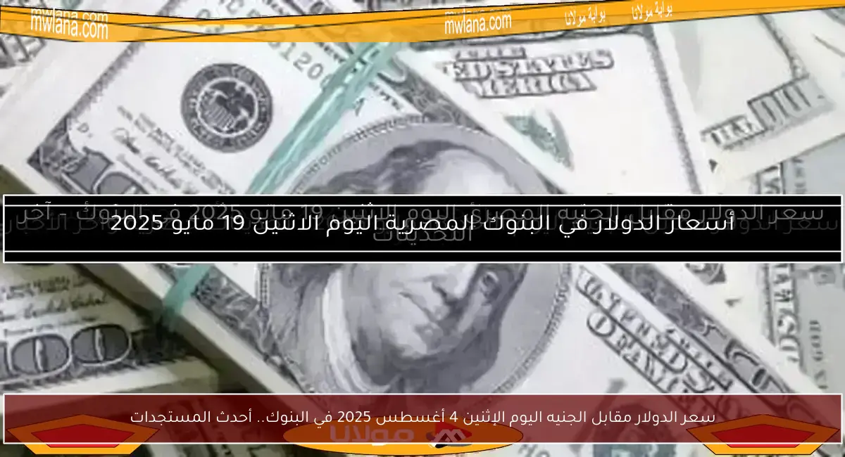 سعر الدولار مقابل الجنيه اليوم الإثنين 4 أغسطس 2025 في البنوك.. أحدث المستجدات