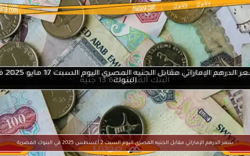 سعر الدرهم الإماراتي مقابل الجنيه المصري اليوم السبت 2 أغسطس 2025 في البنوك المصرية