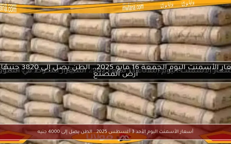 أسعار الأسمنت اليوم الأحد 3 أغسطس 2025.. الطن يصل إلى 4000 جنيه