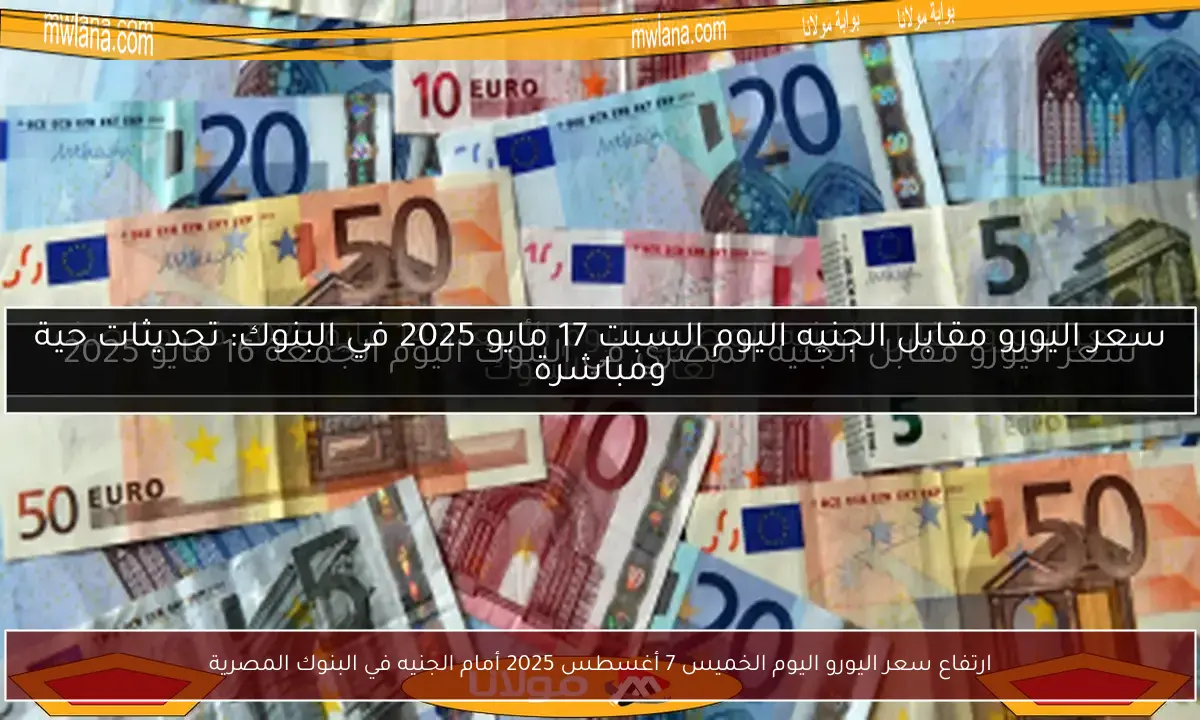 ارتفاع سعر اليورو اليوم الخميس 7 أغسطس 2025 أمام الجنيه في البنوك المصرية