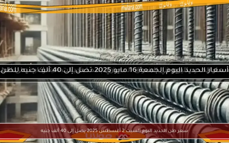 سعر طن الحديد اليوم السبت 2 أغسطس 2025 يصل إلى 40 ألف جنيه