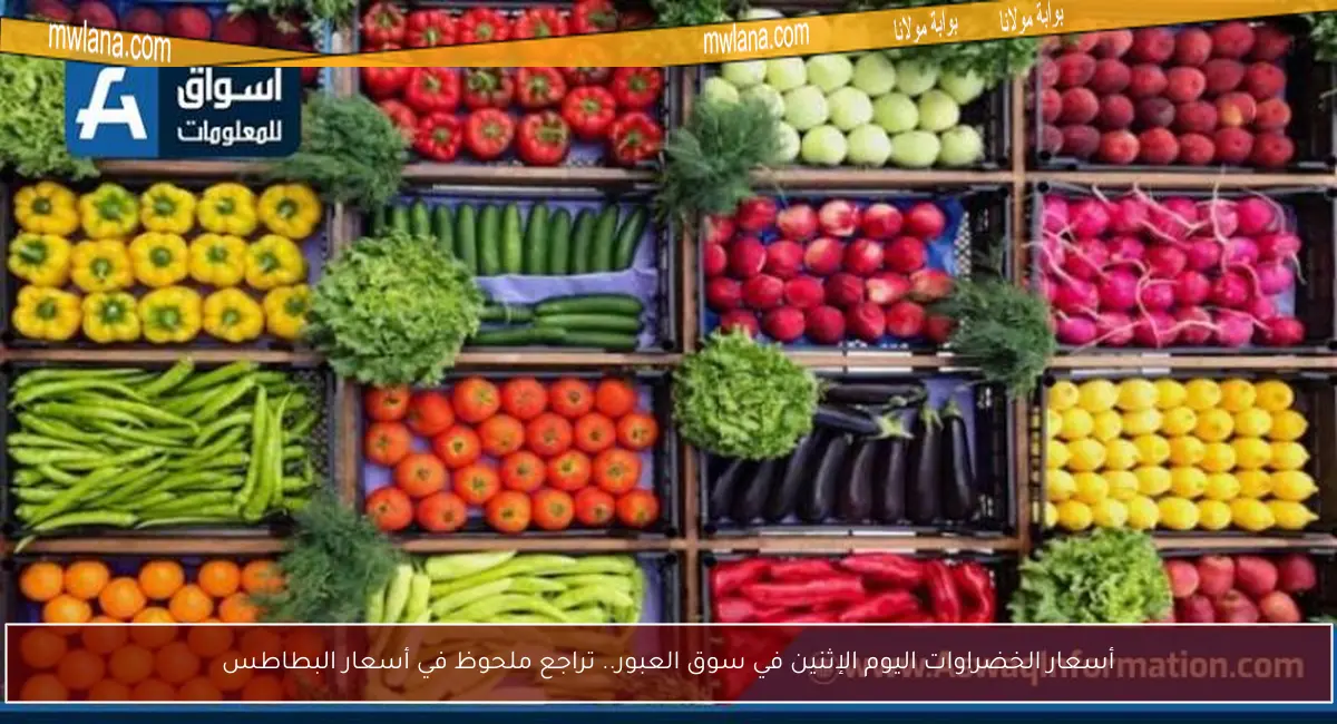 أسعار الخضراوات اليوم الإثنين في سوق العبور.. تراجع ملحوظ في أسعار البطاطس
