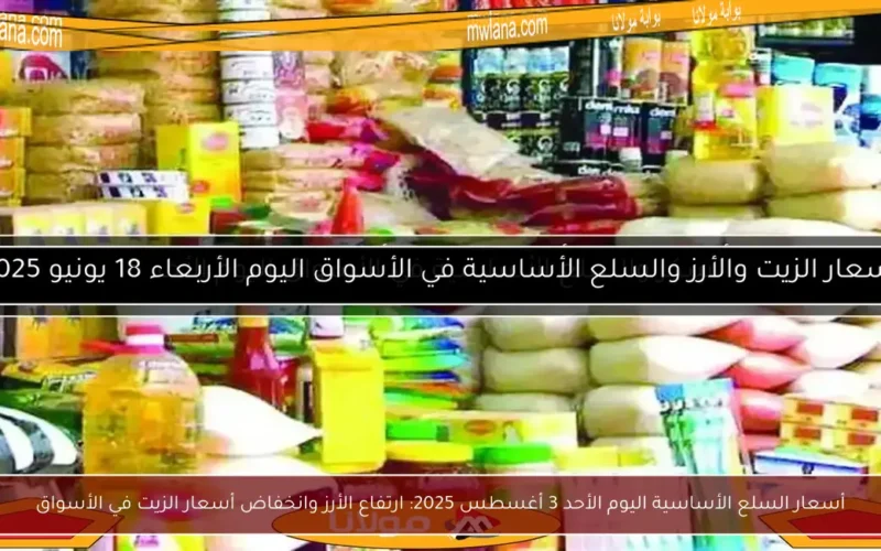 أسعار السلع الأساسية اليوم الأحد 3 أغسطس 2025: ارتفاع الأرز وانخفاض أسعار الزيت في الأسواق