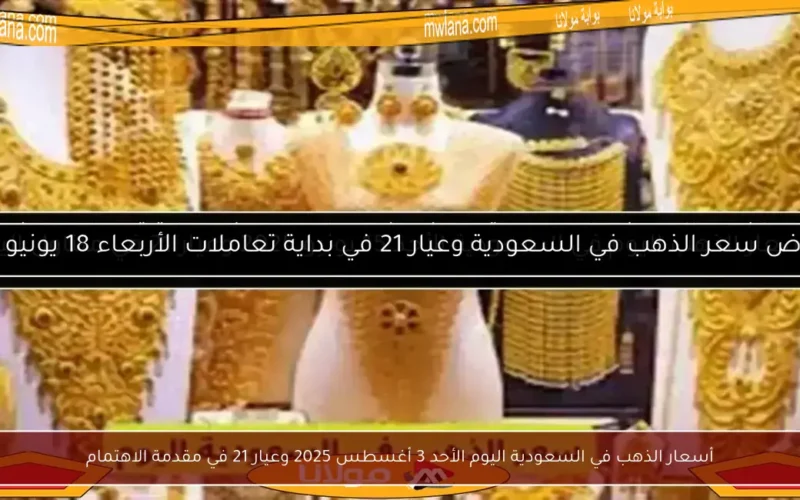 أسعار الذهب في السعودية اليوم الأحد 3 أغسطس 2025 وعيار 21 في مقدمة الاهتمام