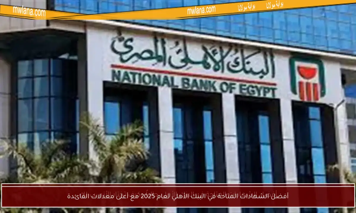 أفضل الشهادات المتاحة في البنك الأهلي لعام 2025 مع أعلى معدلات الفائدة