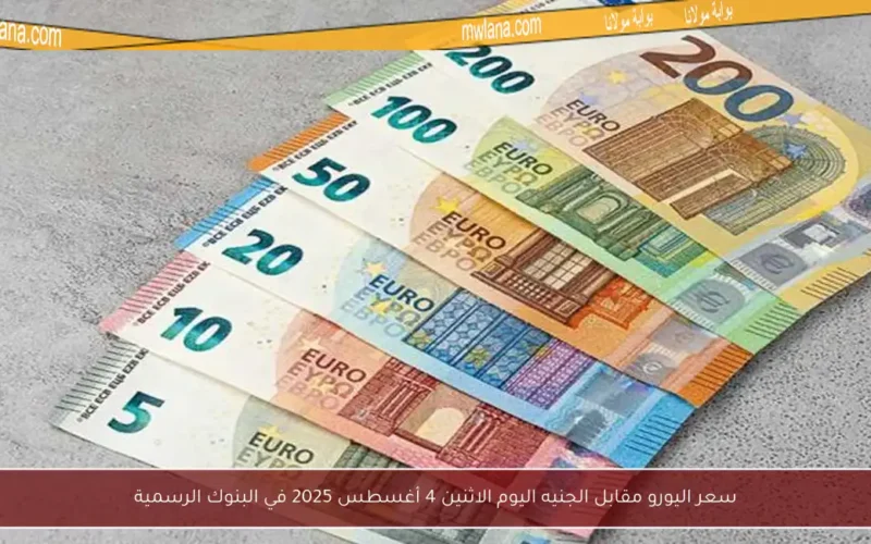 سعر اليورو مقابل الجنيه اليوم الاثنين 4 أغسطس 2025 في البنوك الرسمية