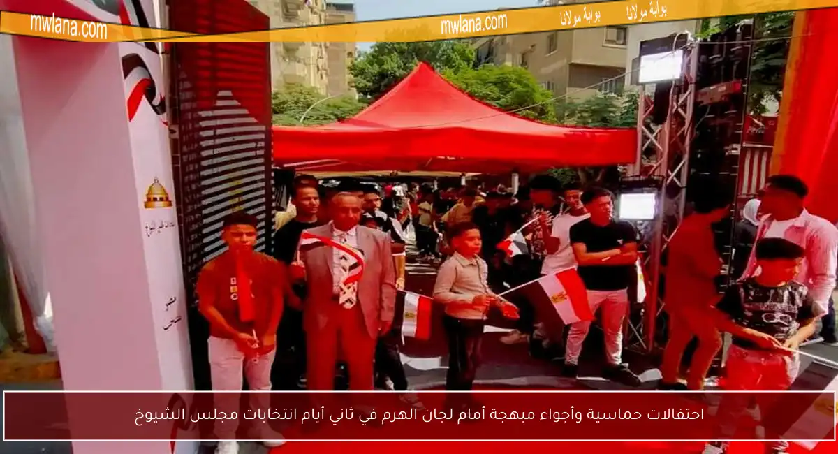 احتفالات حماسية وأجواء مبهجة أمام لجان الهرم في ثاني أيام انتخابات مجلس الشيوخ