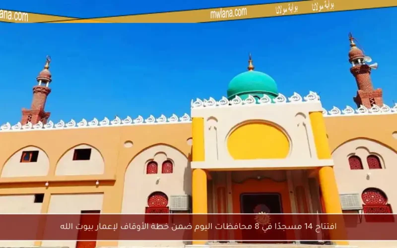 افتتاح 14 مسجدًا في 8 محافظات اليوم ضمن خطة الأوقاف لإعمار بيوت الله