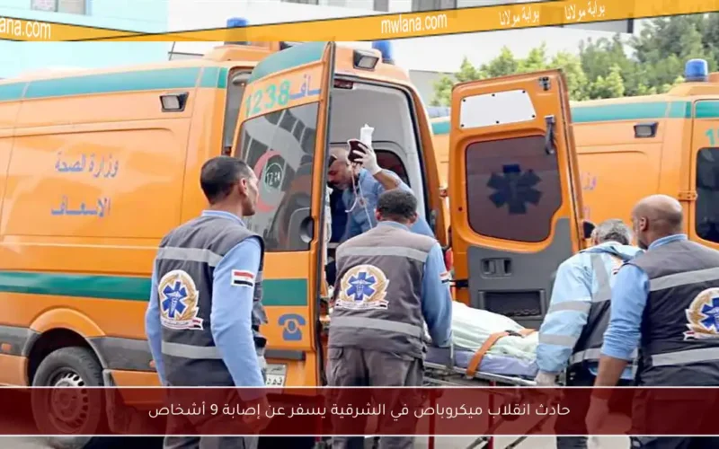 حادث انقلاب ميكروباص في الشرقية يسفر عن إصابة 9 أشخاص