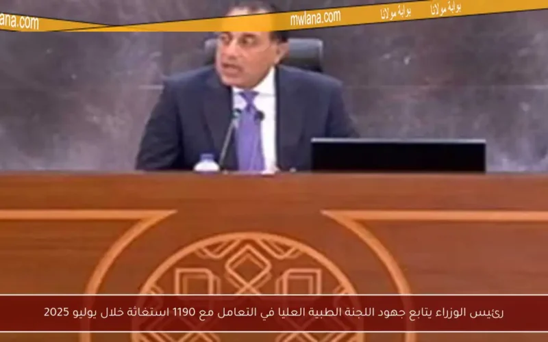 رئيس الوزراء يتابع جهود اللجنة الطبية العليا في التعامل مع 1190 استغاثة خلال يوليو 2025