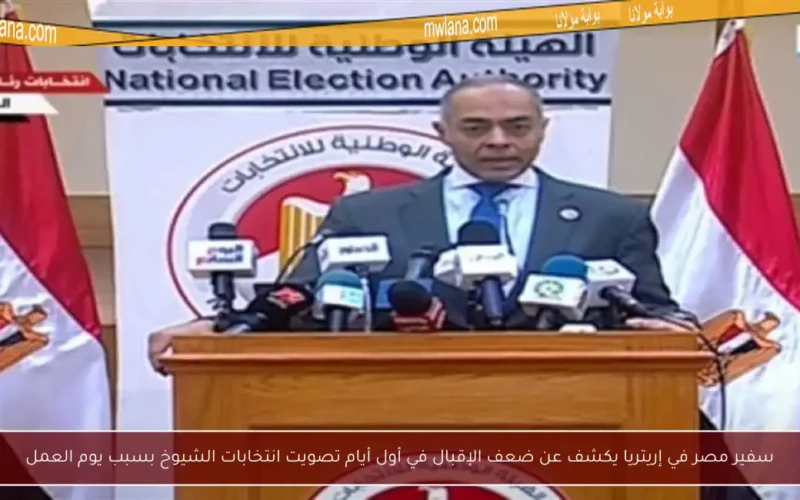 سفير مصر في إريتريا يكشف عن ضعف الإقبال في أول أيام تصويت انتخابات الشيوخ بسبب يوم العمل
