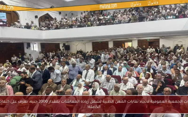 قرارات الجمعية العمومية لاتحاد نقابات المهن الطبية تشمل زيادة المعاشات بمقدار 2000 جنيه، تعرف على التفاصيل الكاملة!